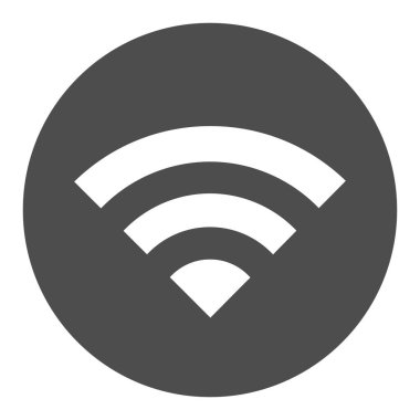 Wifi internet simgesi. Kablosuz ağ sinyal kapsama sembolü, beyaz arkaplanda glifli resim. Mobil konsept ve web tasarımı için ağ ya da elektronik imzası. Vektör grafikleri.