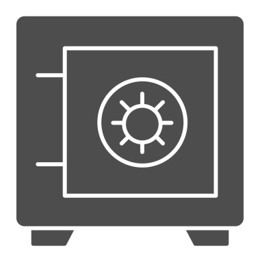 Sağlam bir simge. Banka parası tasarrufu, metalik kutu sembolü, beyaz arka planda glyph tarzı resim. Mobil konsept ve web tasarımı için bankacılık ya da iş tabelası. Vektör grafikleri.