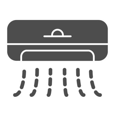 Klima katı simgesi. Klima kontrol özelliği olan soğutma cihazı, beyaz arkaplanda glyph tarzı resim. Mobil konsept ya da web tasarımı için ev tabelası. Vektör grafikleri.