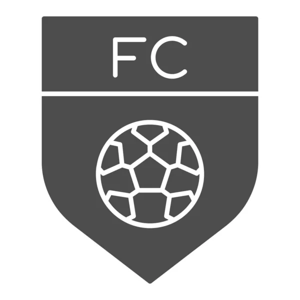 Ομαδικό έμβλημα. Ποδοσφαιρική ή ποδοσφαιρική ασπίδα με σύμβολο μπάλα, εικονόγραμμα στυλ glyph σε λευκό φόντο. Αθλητική πινακίδα για mobile concept και web design. Διανυσματικά γραφικά. — Διανυσματικό Αρχείο