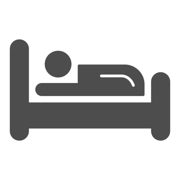 Bett solide Symbol. Schlafplatz, Möbelobjekt-Symbol, Piktogramm im Glyphen-Stil auf weißem Hintergrund. Hotelunternehmensschild für mobiles Konzept und Webdesign. Vektorgrafik. — Stockvektor