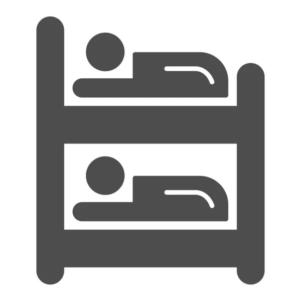 Litera icono sólido. Lugar de dormir para dos personas, símbolo de objeto de muebles, pictograma estilo glifo sobre fondo blanco. Signo de hotel para concepto móvil y diseño web. Gráficos vectoriales . — Vector de stock