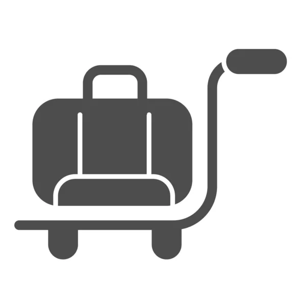 Значок надежного багажа. Тележка с багажом, тележка с символом портфеля, пиктограмма в стиле глифа на белом фоне. Бизнес-знак отеля для мобильной концепции и веб-дизайна. Векторная графика . — стоковый вектор