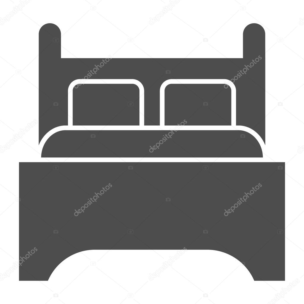 Double bed solid icon. Place for sleeping, twin furniture object symbol, glyph style pictogram on white background. Hotel business sign for mobile concept and web design. Vector graphics