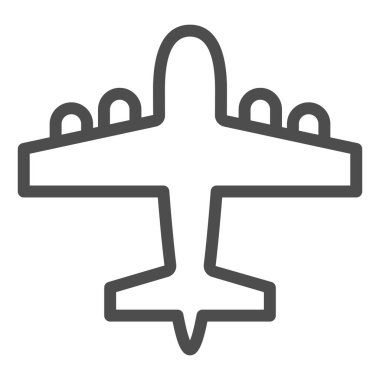 Bombacı uçak hattı ikonu. Savaş uçağı, hava keşif uçağı sembolü, beyaz arka planda ana hatlı resim. Mobil konsept ya da web tasarımı için savaş işareti. Vektör grafikleri.