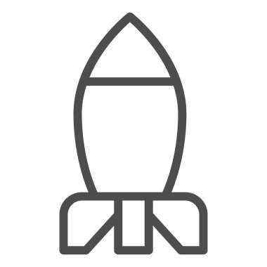 Roket hattı ikonu. Bomba füze silahı ya da uzay gemisi sembolü, beyaz arka planda ana hatlı resim. Mobil konsept ve web tasarımı için askeri ya da savaş işareti. Vektör grafikleri.