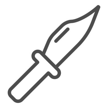 Saldırı hattı ikonu için askeri bıçak. Ordu silahı ya da av malzemeleri sembolü, beyaz arka planda ana hatlı resim. Mobil konsept ve web tasarımı için savaş işareti. Vektör grafikleri.