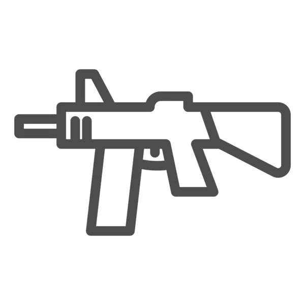 Εικονίδιο γραμμής πολυβόλου. Επίθεση τουφέκι, σύμβολο του στρατού όπλο, περίγραμμα στυλ εικονόγραμμα σε λευκό φόντο. Στρατιωτικό ή πολεμικό σήμα για την κινητή έννοια και σχεδιασμό ιστοσελίδων. Διανυσματικά γραφικά. — Διανυσματικό Αρχείο