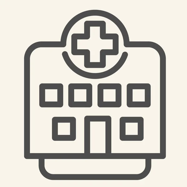 Clinic line icon. Hospital building outline style pictogram on white background. Medical institution with cross on top for mobile concept and web design. Vector graphics. — Stock Vector