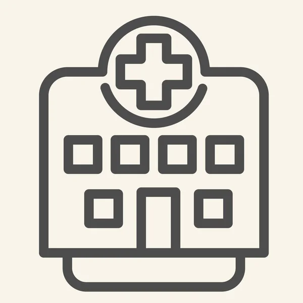 Icône de la clinique. Pictogramme de style de contour de bâtiment hospitalier sur fond blanc. Institution médicale avec croix sur le dessus pour concept mobile et web design. Graphiques vectoriels . — Image vectorielle