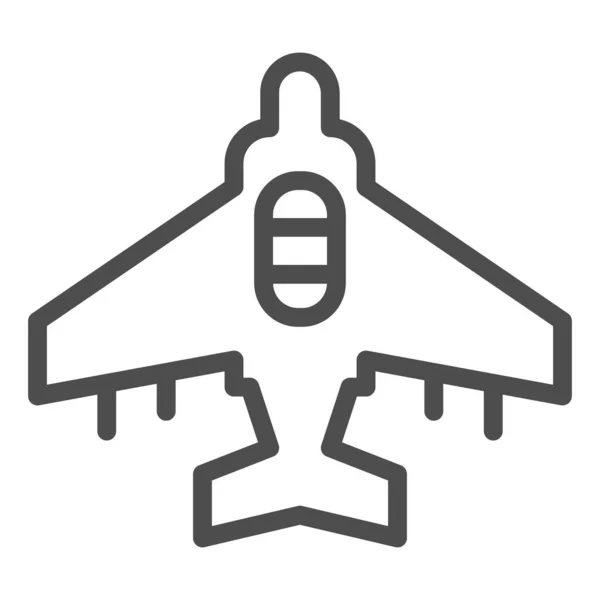 Εικονίδιο γραμμής μαχητικού αεροπλάνου. Στρατιωτικό αεροσκάφος, αναγνωριστικό κηφήνας σύμβολο, περίγραμμα στυλ εικονόγραμμα σε λευκό φόντο. Σημάδι πολέμου για mobile concept και web design. Διανυσματικά γραφικά. — Διανυσματικό Αρχείο