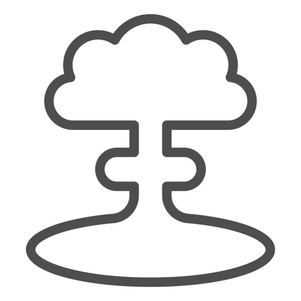 Nükleer patlama hattı ikonu. Atomik bomba patlaması, mantar şekilli zehirli bulut sembolü, beyaz arka planda ana hatlı resim. Mobil konsept ya da web tasarımı için savaş işareti. Vektör grafikleri. — Stok Vektör
