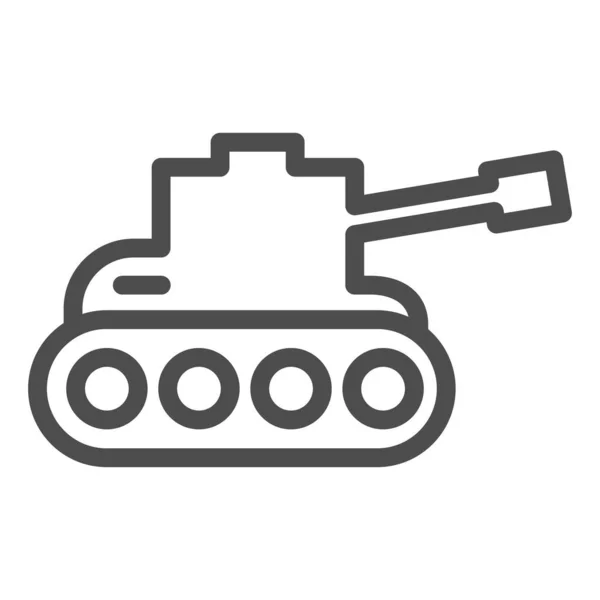 Εικονίδιο γραμμής δεξαμενής. Στρατιωτικό πολεμικό όχημα σιλουέτα σύμβολο, περίγραμμα στυλ εικονόγραμμα σε λευκό φόντο. Πολεμική ή στρατιωτική πινακίδα για την έννοια της κινητής τηλεφωνίας και web design. Διανυσματικά γραφικά. — Διανυσματικό Αρχείο