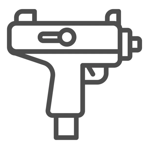 Uzi submachine gun line icon. 자동 기관총 심볼, 윤곽을 흰색 배경으로 한 양식 픽 토 그램. 전쟁 또는 모바일 컨셉 과 웹 디자인을 위한 군사 표지판. 벡터 그래픽. — 스톡 벡터