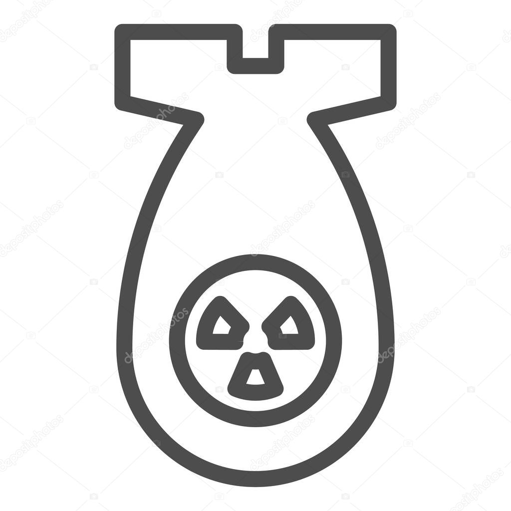 Atomic bomb line icon. Nuclear ammunition, air rocket symbol, outline style pictogram on white background. Warfare or military sign for mobile concept and web design. Vector graphics.
