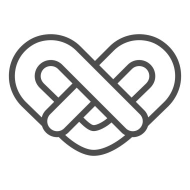 Simit çizgisi simgesi. Geleneksel Alman yumuşak çörek sembolü, beyaz arka planda ana hatlı resim. Mobil konsept ve web tasarımı için pastane tabelası. Vektör grafikleri.