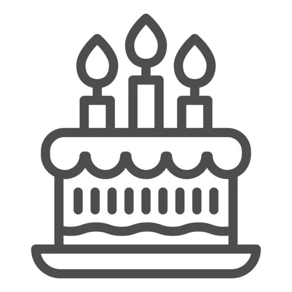 Icône de ligne gâteau fête d'anniversaire. Symbole de dessert sucré de célébration, pictogramme de style contour sur fond blanc. Panneau boulangerie pour concept mobile et web design. Graphiques vectoriels . — Image vectorielle