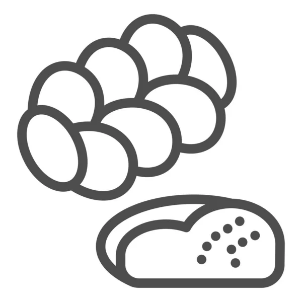 Challah line icon. Jewish pastry, bread loaf symbol, outline style pictogram on white background. Bakery shop sign for mobile concept and web design. Vector graphics. — Stock Vector