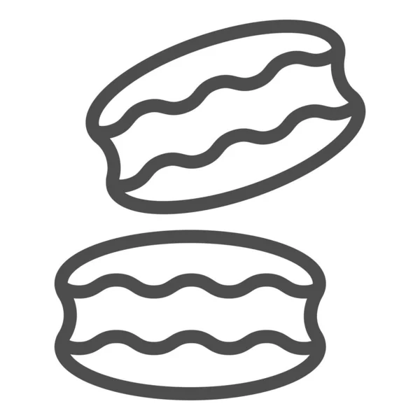 Значок линии печенья. Кокосовый или молотый миндаль печенье, символ макарон, очертания стиль пиктограммы на белом фоне. Пекарня знак магазина мобильной концепции и веб-дизайна. Векторная графика . — стоковый вектор