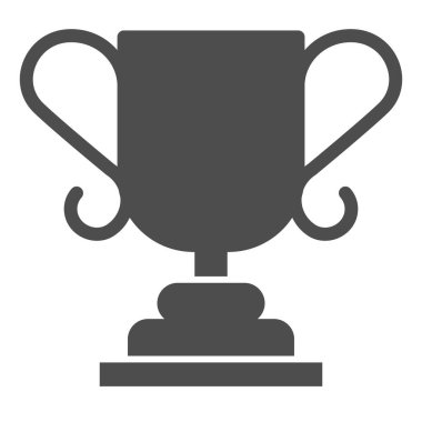 Galibiyet kupası simgesi. Son şampiyonluk kupası, yarışma ödülü sembolü, beyaz arka planda glifli resim. Mobil konsept ve web tasarımı için spor tabelası. Vektör grafikleri.