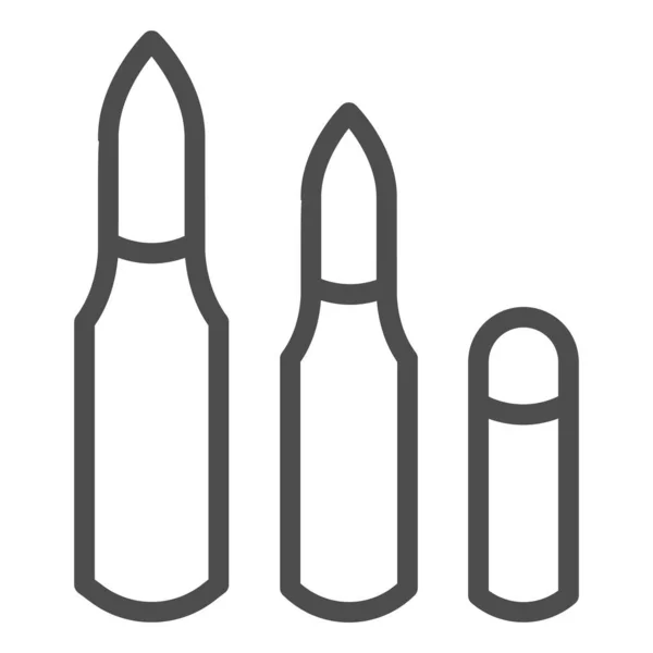 Geschosslinien-Symbol. Waffenpatrone, Munitionssymbol, Umrisspiktogramm auf weißem Hintergrund. Militärisches Zeichen für mobiles Konzept und Webdesign. Vektorgrafik. — Stockvektor