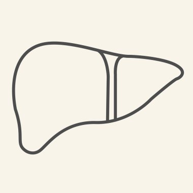 Karaciğer organı ince çizgi ikonu. Beyaz arka planda insan karaciğeri çizimi. Mobil konsept ve web tasarımı için sağlık işaretleri. Vektör grafikleri.