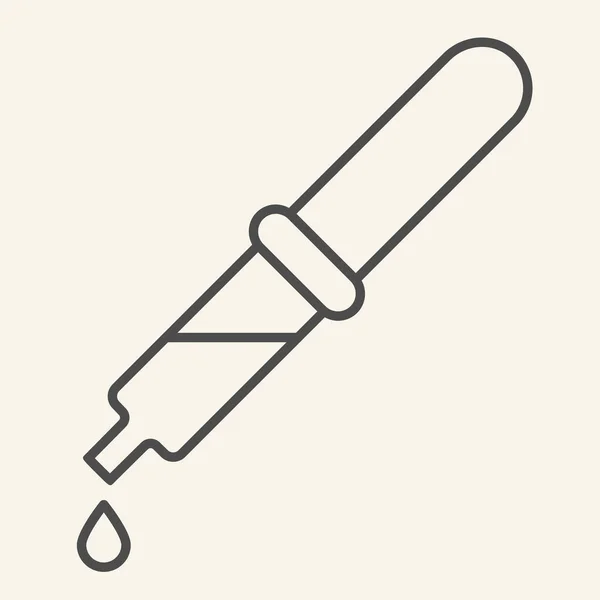 Pipette thin line icon. Medicine dropper with drop outline style pictogram on white background. Eyedropper for mobile concept and web design. Vector graphics. — Stock Vector