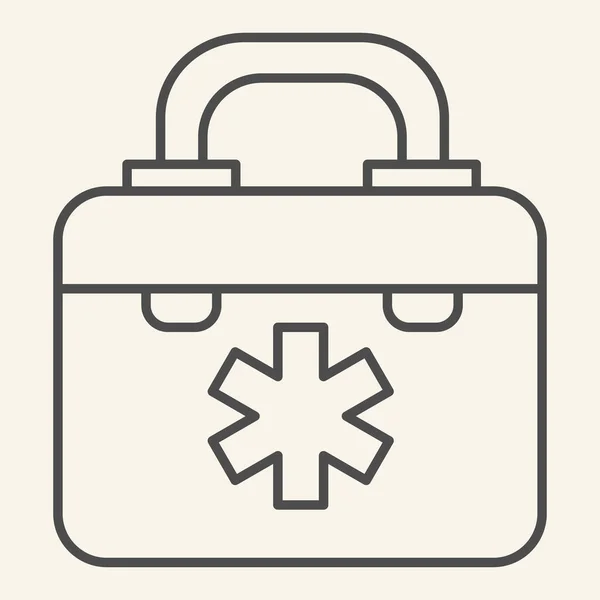 Medische zak dunne lijn pictogram. Ziekenhuisarts EHBO doos omtrek stijl pictogram op witte achtergrond. Medicijnkist of EHBO-kit voor mobiel concept en webdesign. vectorgrafieken. — Stockvector