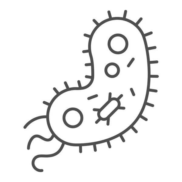 Microorganismo viral ícone de linha fina. As bactérias da doença do perigo esboçam o pictograma do estilo no fundo branco. Corona vírus sinais de pneumonia para o conceito móvel e web design. Gráficos vetoriais . —  Vetores de Stock