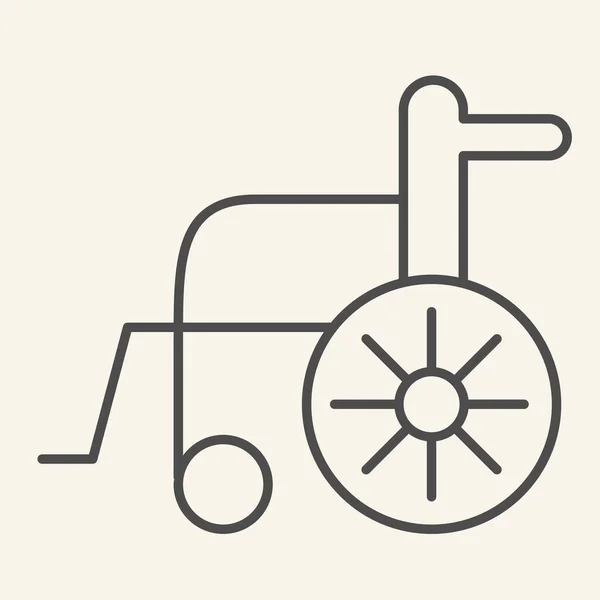 Devre dışı bırakılmış ince çizgi simgesi. Hastane tekerlekli sandalyesi beyaz arka planda resim çizimi. Mobil konsept ve web tasarımı için tıbbi ulaşım. Vektör grafikleri. — Stok Vektör