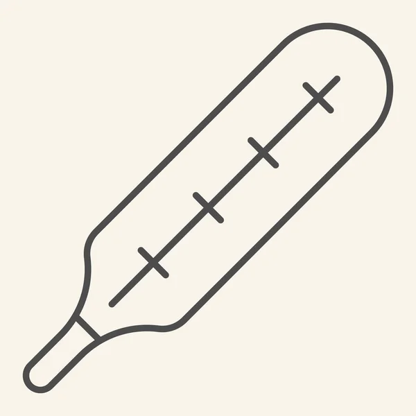 Termometer tunn linje ikon. Medicinsk utrustning skissera stil piktogram på vit bakgrund. Instrument för mätning och indikering av temperatur för mobila koncept och webbdesign. Vektorgrafik. — Stock vektor