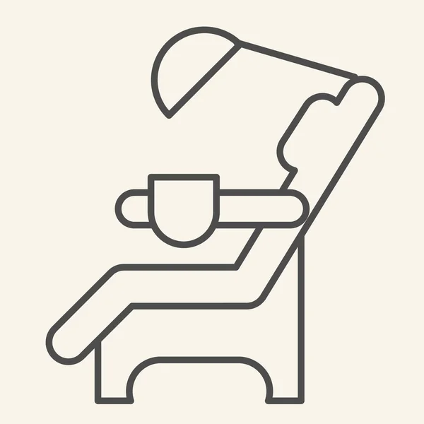 Chaise dentiste mince icône de ligne. Fauteuil dentaire médical schéma pictogramme de style sur fond blanc. Panneaux d'équipement de soins dentaires pour concept mobile et conception web. Graphiques vectoriels . — Image vectorielle