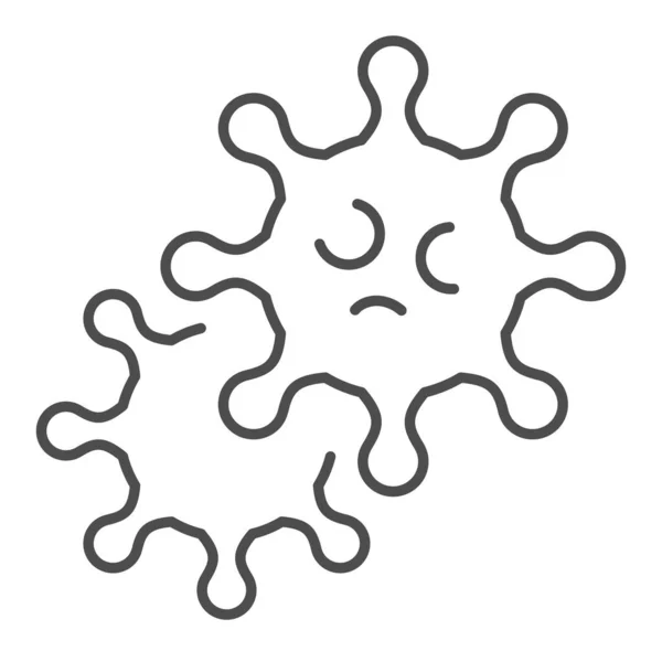 Microorganismo viral icono de línea delgada. Peligro símbolo de microbacterias, pictograma de estilo de contorno sobre fondo blanco. Signos de investigación de virología Covid-19 para el concepto móvil y el diseño web. Gráficos vectoriales . — Vector de stock