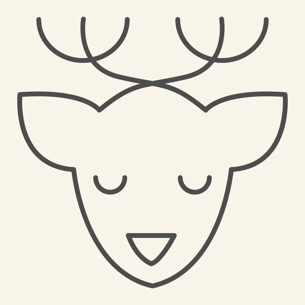 크리스마스 사슴얇은 라인 아이콘. 사슴의 머리는 하얀색 바탕에 그림 문자를 새겨 넣는다. 모바일 컨셉 과 웹 디자인을 위한 새해와 크리스마스 상징. 벡터 그래픽. — 스톡 벡터