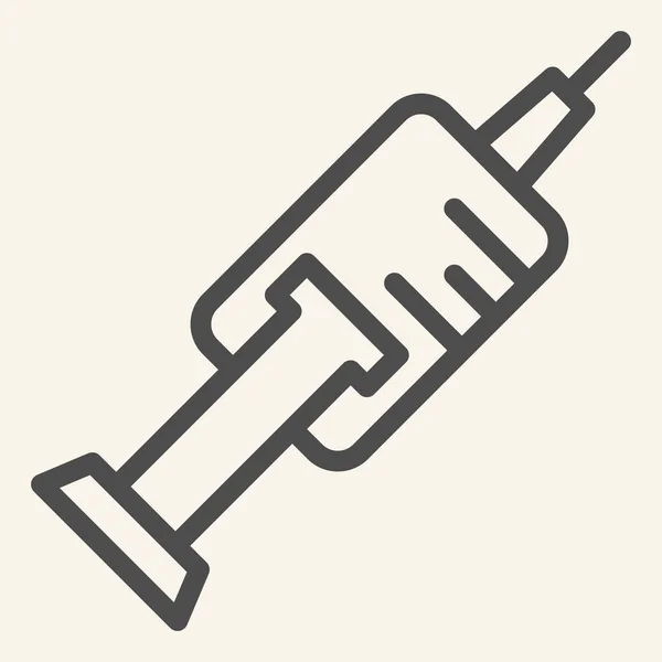 Spritzenlinien-Symbol. Impfungen oder Injektionen umreißen ein Piktogramm auf weißem Hintergrund. Medizinische Spritze mit Impfstoff für mobiles Konzept und Webdesign. Vektorgrafik. — Stockvektor