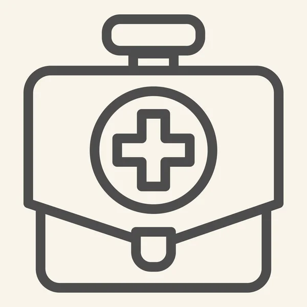 応急処置キットのラインアイコン。白い背景にドクター医療バッグボックスアウトラインスタイルピクトグラム。モバイルコンセプトとウェブデザインのための医療箱。ベクトルグラフィックス. — ストックベクタ