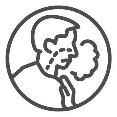 Nefes çizgisi simgesi eksikliği. Solunum güçlüğü, dispne ve beyaz arka planda covid-19 taslak resim. Mobil konsept ve web tasarımı için Coronavirus imzası. Vektör grafikleri.