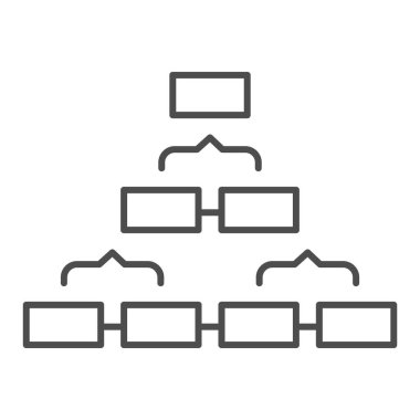 Yarı ince çizgi ikonu. Turnuva parantezi, futbol ya da futbol ligi masa sembolü, beyaz arka planda ana hatlı resim. Mobil konsept ve web tasarımı için spor tabelası. Vektör grafikleri.