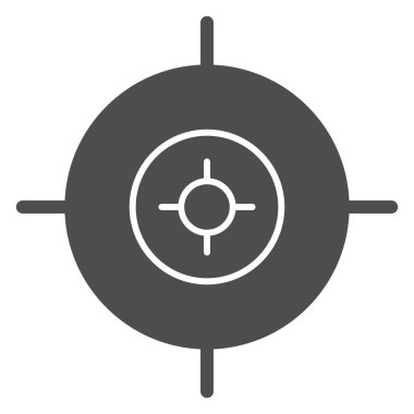 Katı ikonu hedef al. Odaklanma hedefi, çapraz gölge sembolü, beyaz arkaplanda glifli resim. Mobil konsept ve web tasarımı için askeri ya da savaş işareti. Vektör grafikleri.