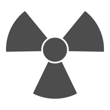 Radyasyon katı simgesi. Toksik ya da nükleer, tehlike enerji sembolü, beyaz arkaplanda kabartma şekli. Mobil konsept ve web tasarımı için askeri işaret. Vektör grafikleri.