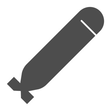 Torpido katı simgesi. Ordu sualtı füze silah sembolü, beyaz arka planda glifli resim. Mobil konsept ve web tasarımı için askeri ya da savaş işareti. Vektör grafikleri.