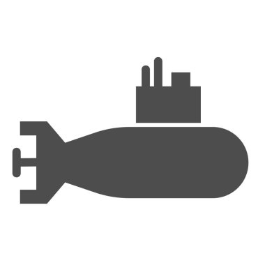 Denizaltı teknesi sağlam bir ikon. Sualtı Bağ İskelesi ya da savaş gemisi sembolü, beyaz arka planda kabartma şekilli resim. Mobil konsept ve web tasarımı için askeri ya da savaş yüzü işareti. Vektör grafikleri.