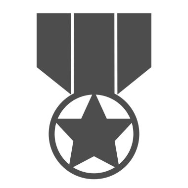 Madalya simgesi. Ordu ödülü, onur sembolü asker, beyaz arka planda kabartma resim. Mobil konsept ve web tasarımı için askeri işaret. Vektör grafikleri.