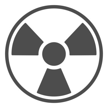 Radyasyon katı simgesi. Toksik ve nükleer enerji, tehlike tehlike sembolü, beyaz arka planda kabartma şekilli resim. Mobil konsept ve web tasarımı için askeri işaret. Vektör grafikleri.