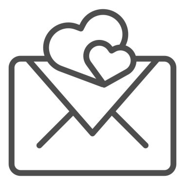 Sevgililer Günü zarf çizgisi simgesi. Aşk mektubunu kalplerle kaplayın. Doğum günü partisi vektör tasarımı konsepti, beyaz arka planda ana hatlı resim çizimi, web ve uygulama için kullanım. Eps 10.