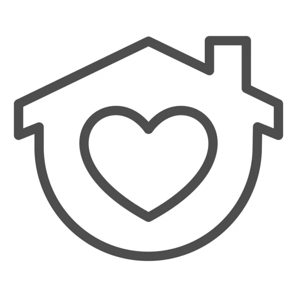 Blijf thuis lijn icoon. Huis met hartvorm symbool, omtrek stijl pictogram op witte achtergrond. Home self quarantaine teken voor mobiele concept en web design. vectorgrafieken. — Stockvector