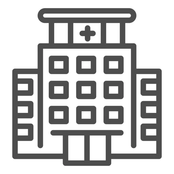 Hospital building line icon. Medical construction with cross on top outline style pictogram on white background. Healthcare building for mobile concept and web design. Vector graphics. — Stock Vector