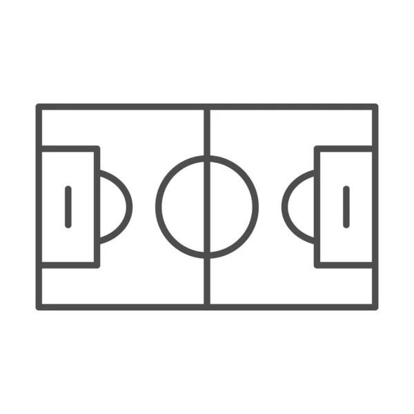 Campo de futebol ícone de linha fina. Futebol símbolo área de jogo, esboço pictograma estilo no fundo branco. Sinal de esporte para conceito móvel e web design. Gráficos vetoriais. — Vetor de Stock