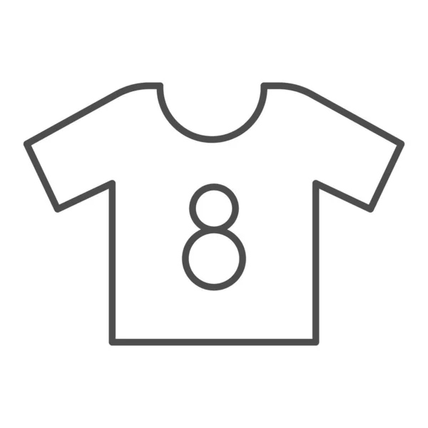 Shirt dunne lijn pictogram. Voetbalpak, voetbal jurk kit met nummer acht symbool, outline stijl pictogram op witte achtergrond. Sportbord voor mobiel concept en webdesign. vectorgrafieken. — Stockvector