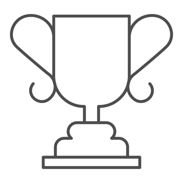 Winnaar beker dunne lijn pictogram. Finale kampioenschap trofee, wedstrijd award symbool, outline stijl pictogram op witte achtergrond. Sportbord voor mobiel concept en webdesign. vectorgrafieken. — Stockvector